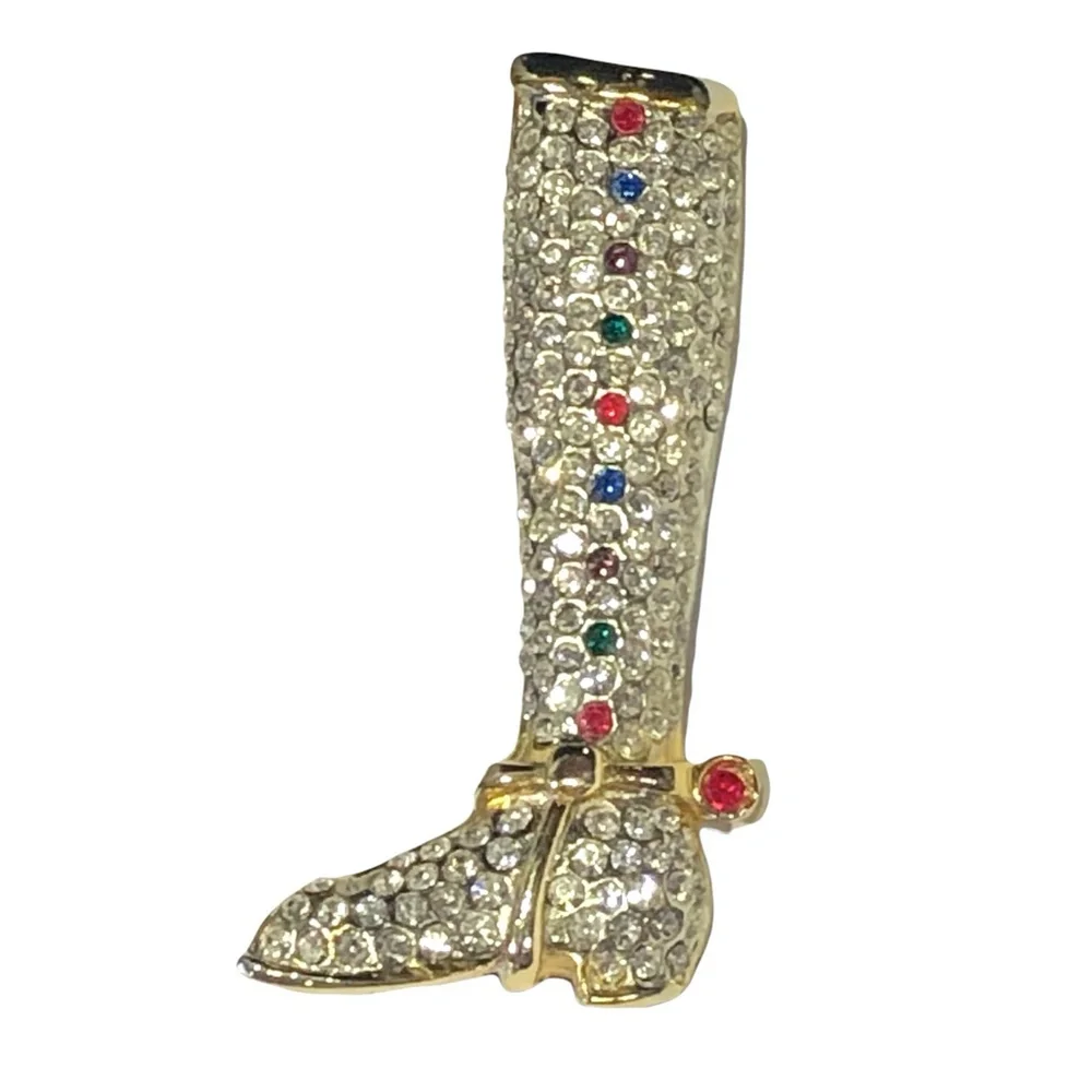 VINTAGE CRYSTAL COWBOY BOOT BROOCH